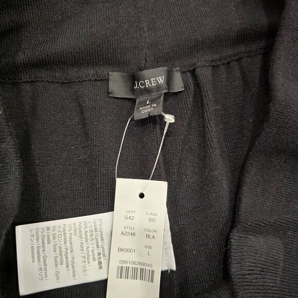 J. Crew Sweat Shorts Women's Large Black Silk Blend Drawstring Stretch - Picture 7 of 8